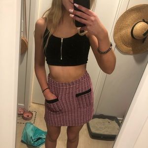 Pink plaid skirt